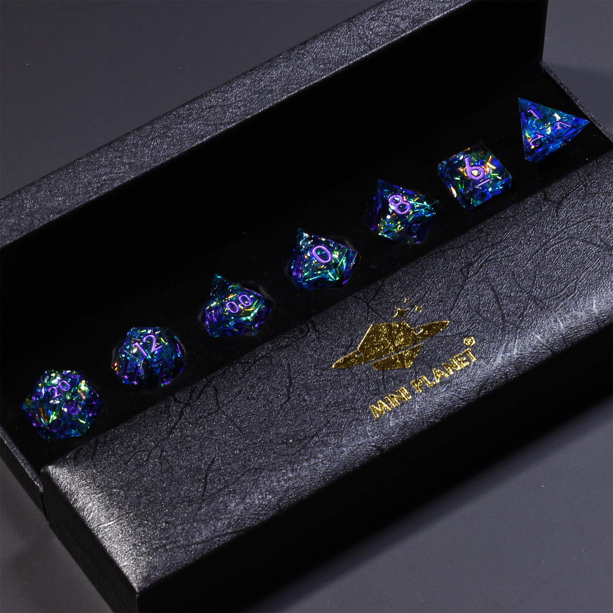 MINI PLANET DND Dice Set Handmade Colored Polyhedral Resin Dice with Sharp Edges For TRPG Games Custom DND Dice Set and D6 D20