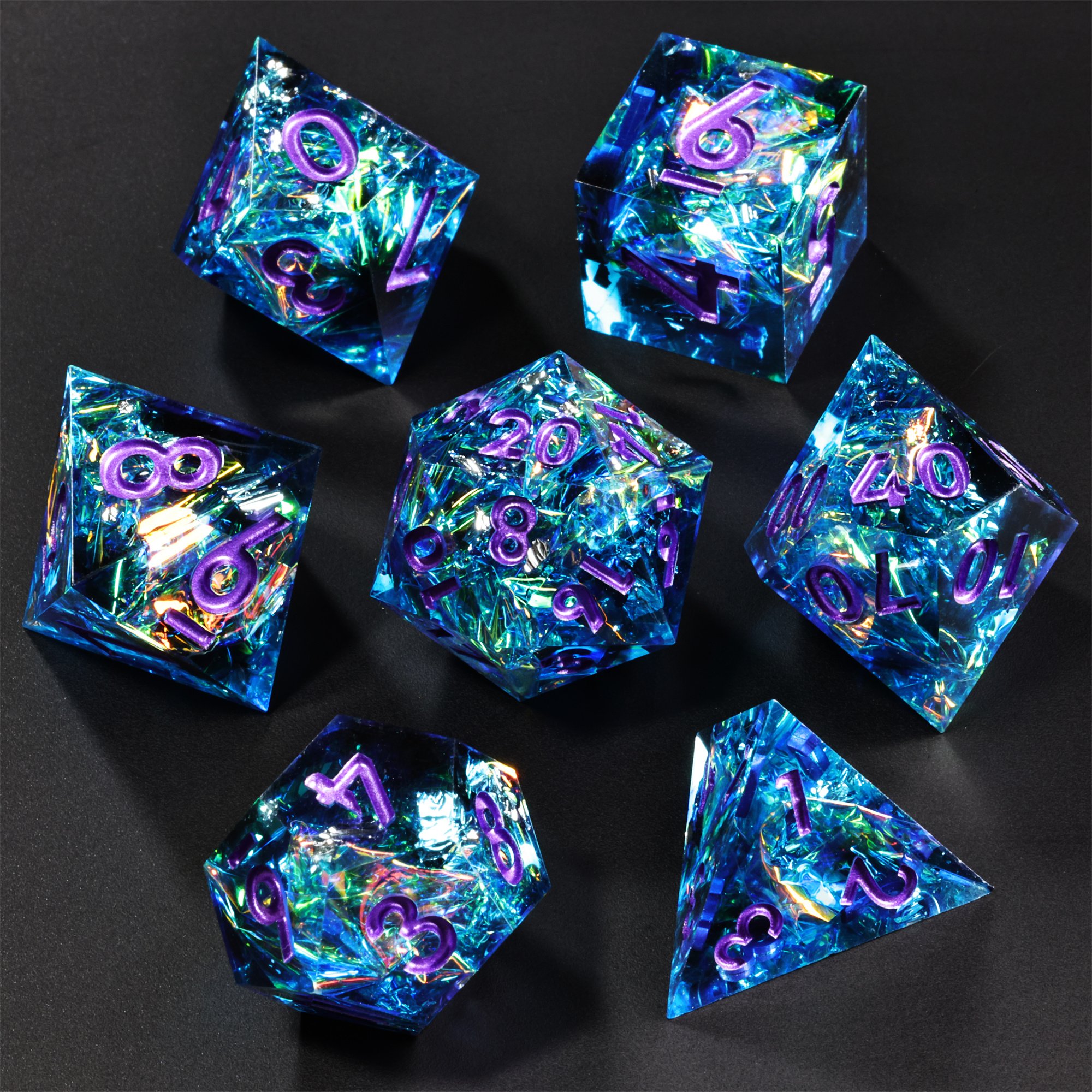 MINI PLANET DND Dice Set Handmade Colored Polyhedral Resin Dice with Sharp Edges For TRPG Games Custom DND Dice Set and D6 D20