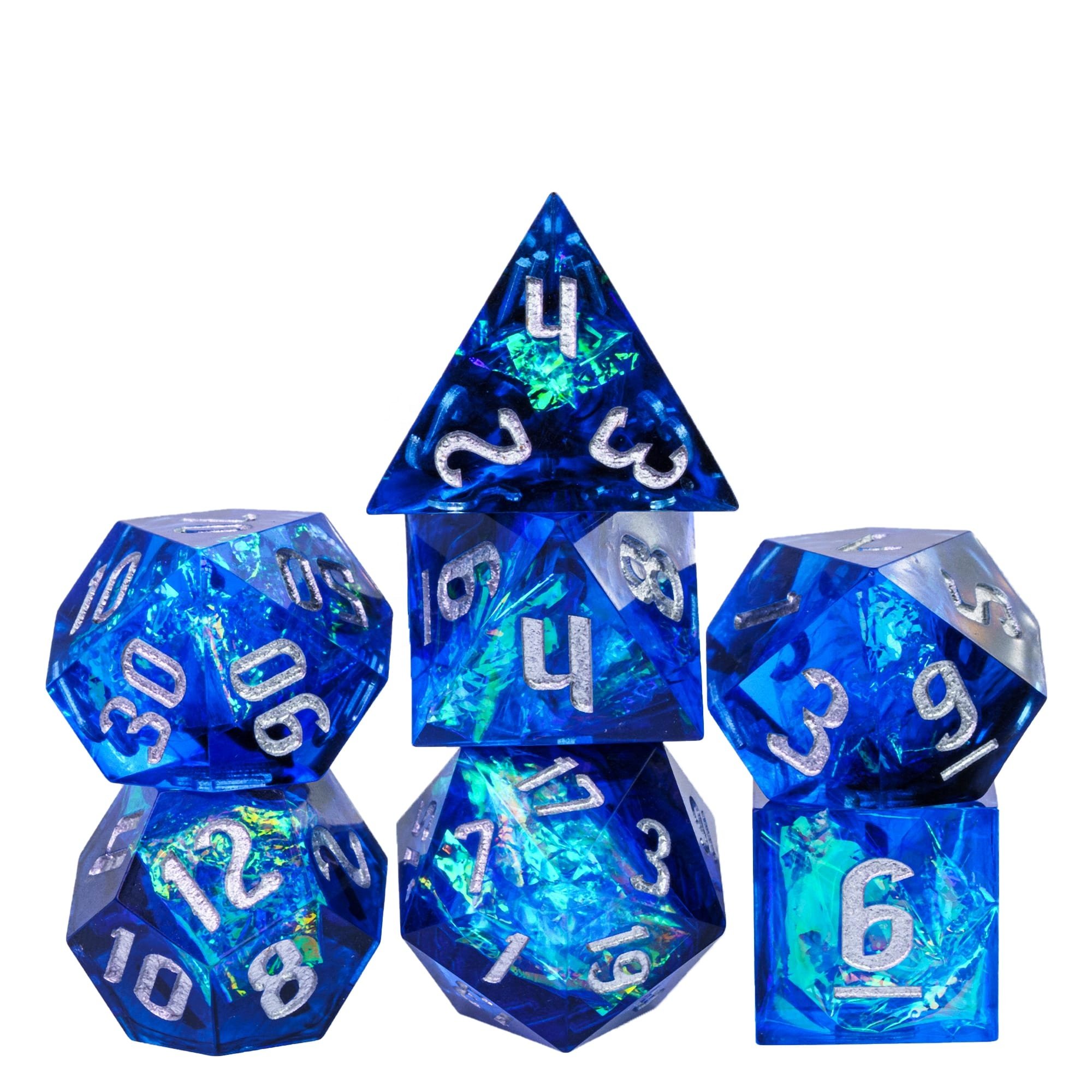 Udixi Custom logo Flash Sharp Dice role-playing game Resin Dice Dungeons and Dragons DND RPG board game Dice Set