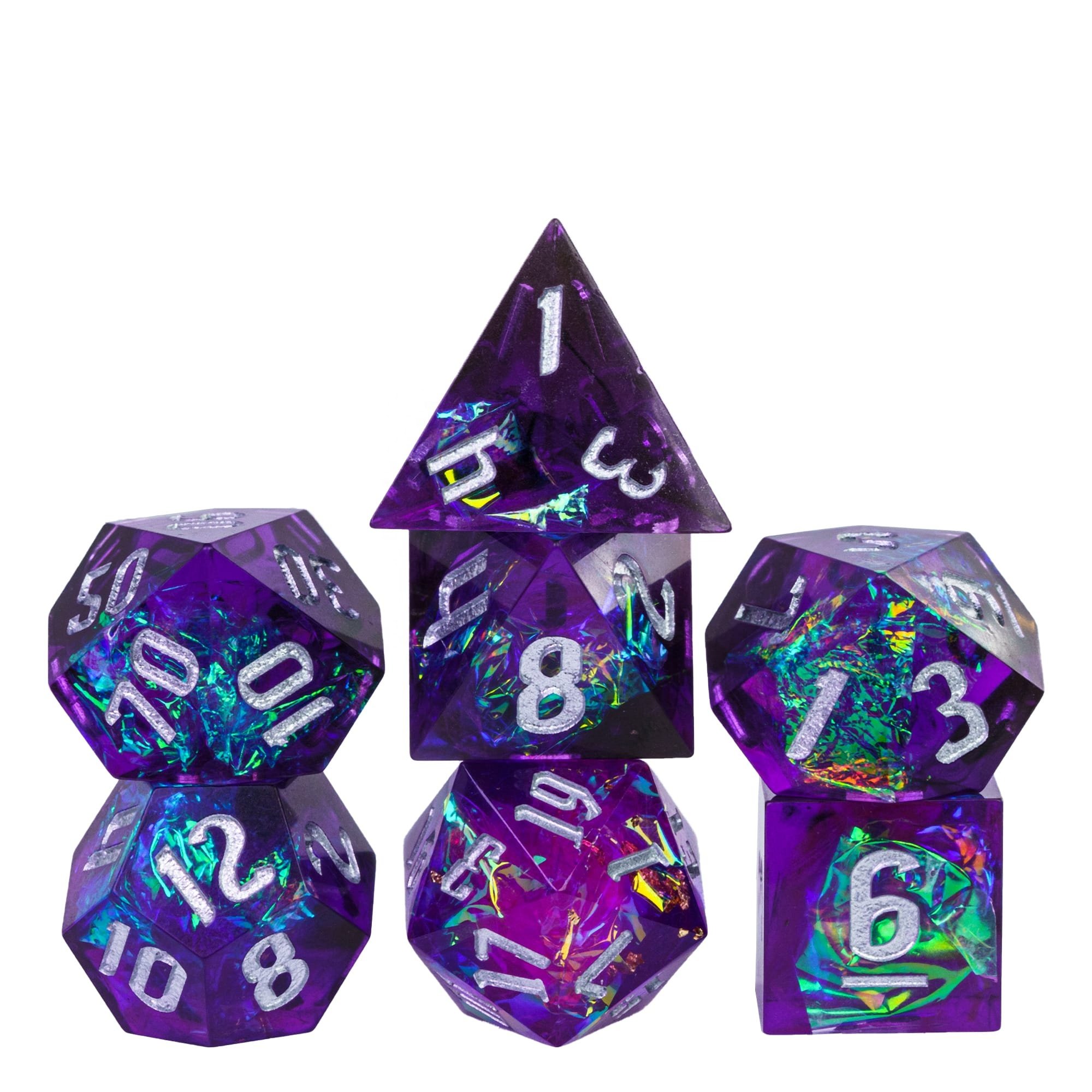 Udixi Custom logo Flash Sharp Dice role-playing game Resin Dice Dungeons and Dragons DND RPG board game Dice Set