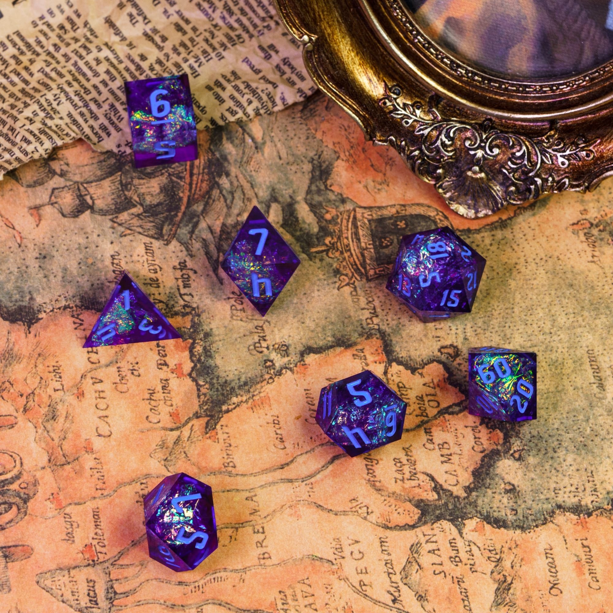 Udixi Custom logo Flash Sharp Dice role-playing game Resin Dice Dungeons and Dragons DND RPG board game Dice Set