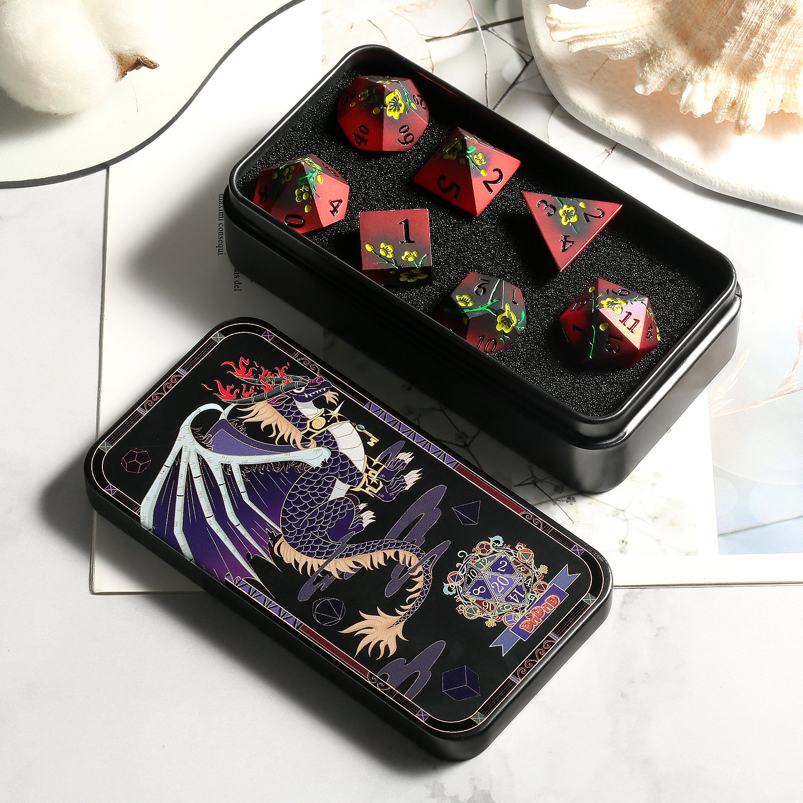 Wholesale Dungeon & Dragon Polyhedral Metal Dice Dnd Engraved Dice Set Rpg Custom Logo Dice Game for RPG Board Games