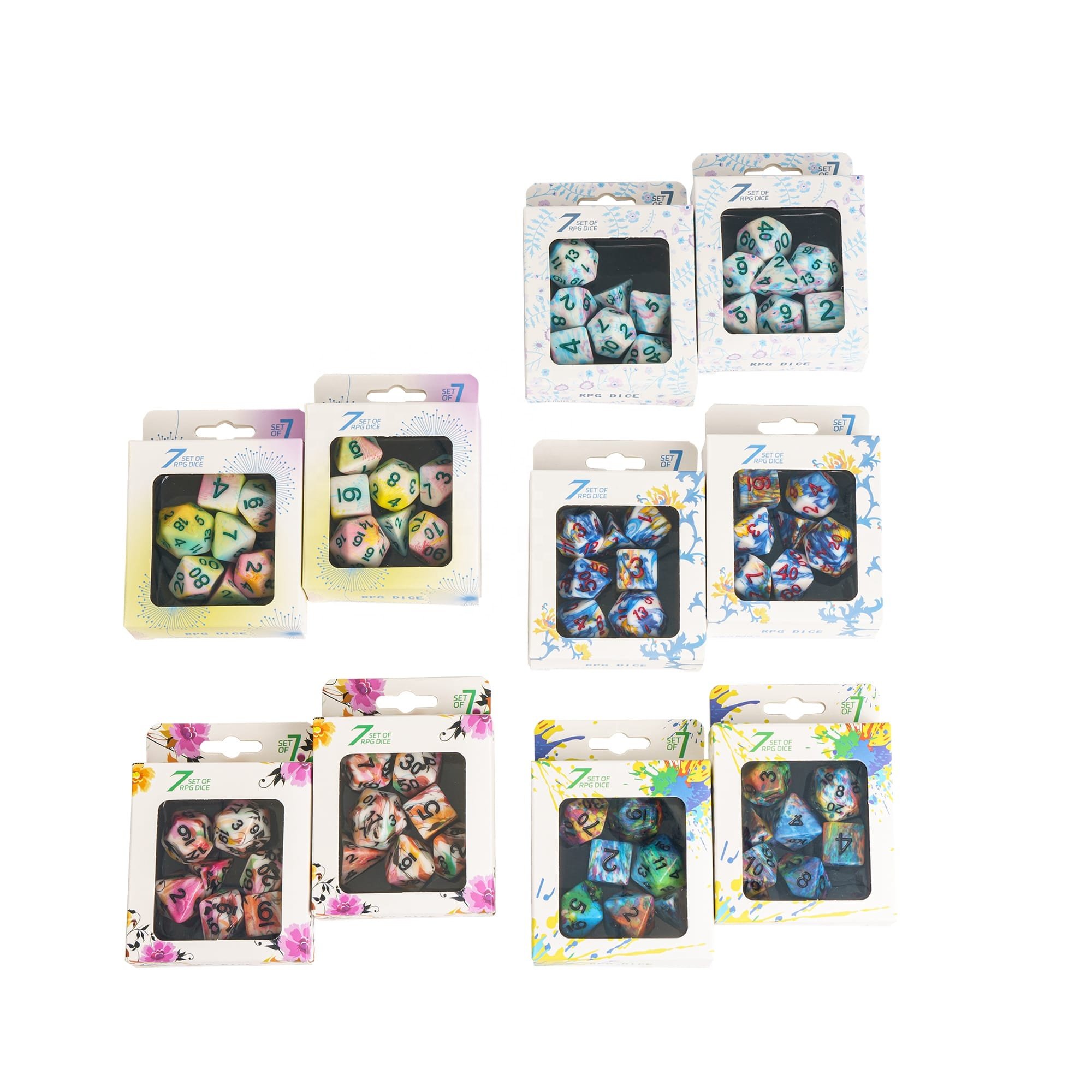 Udixi custom Multi-Colour Mix Pattern Dice Dungeons and Dragons DND role-playing game RPG board game resin Dice Set
