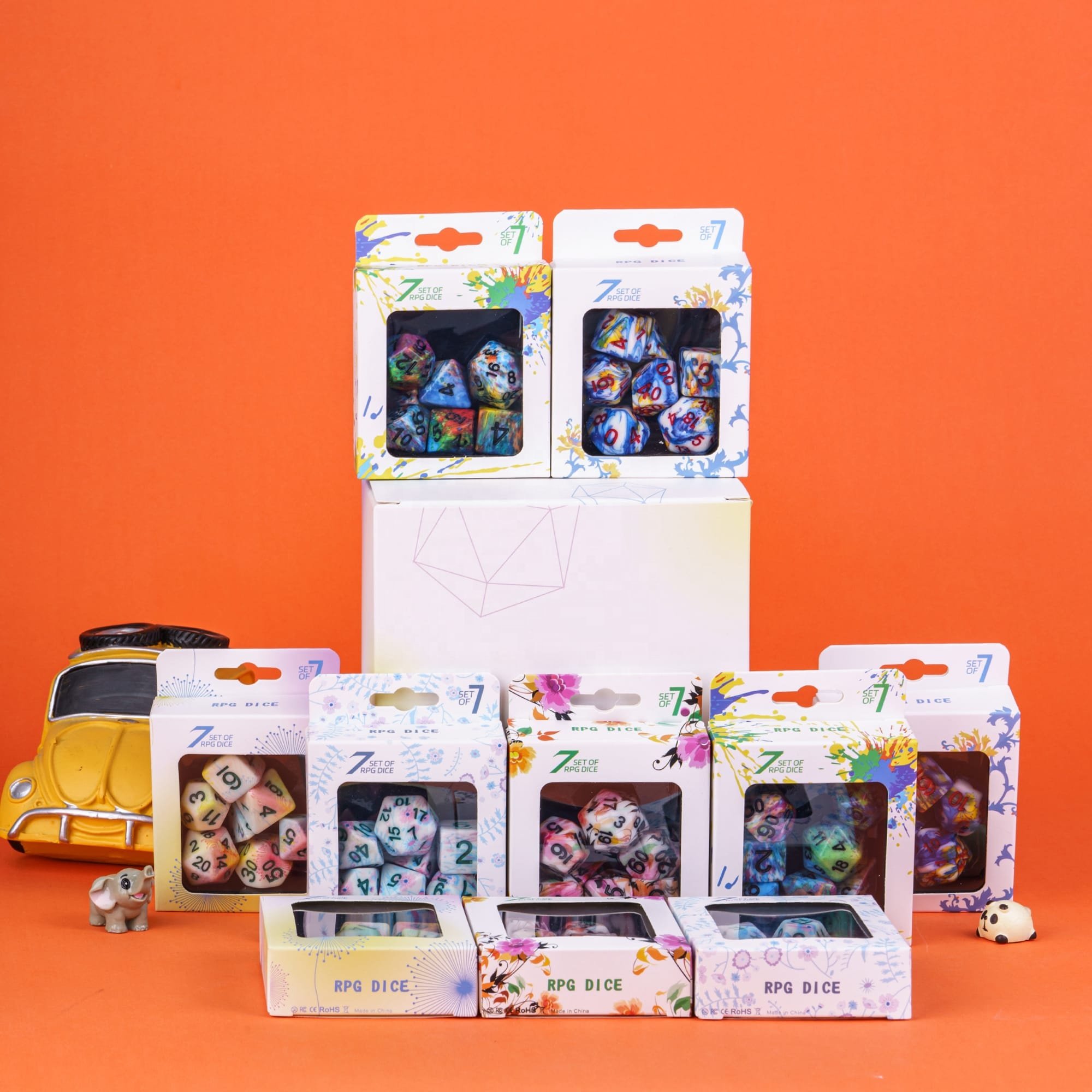 Udixi custom Multi-Colour Mix Pattern Dice Dungeons and Dragons DND role-playing game RPG board game resin Dice Set