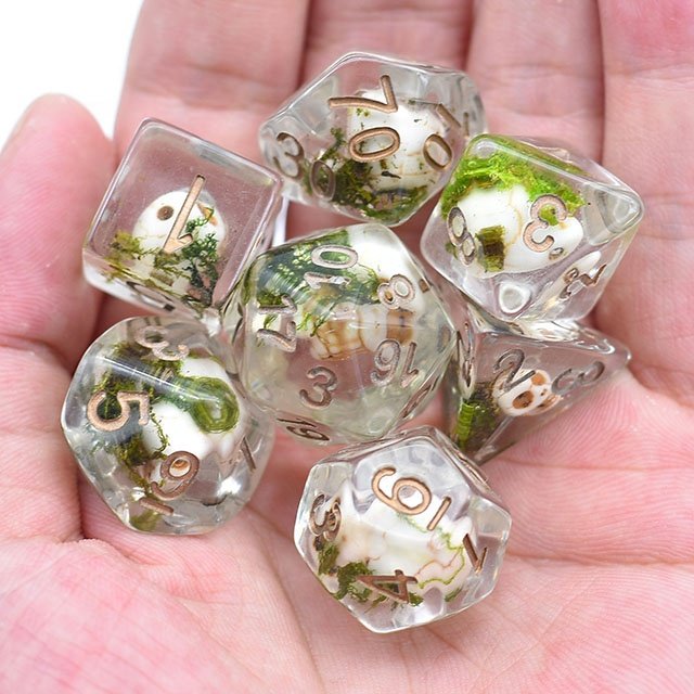 Udixi Resin Polyhedral Dungeons and Dragons Skull RPG Custom Logo dice set cube