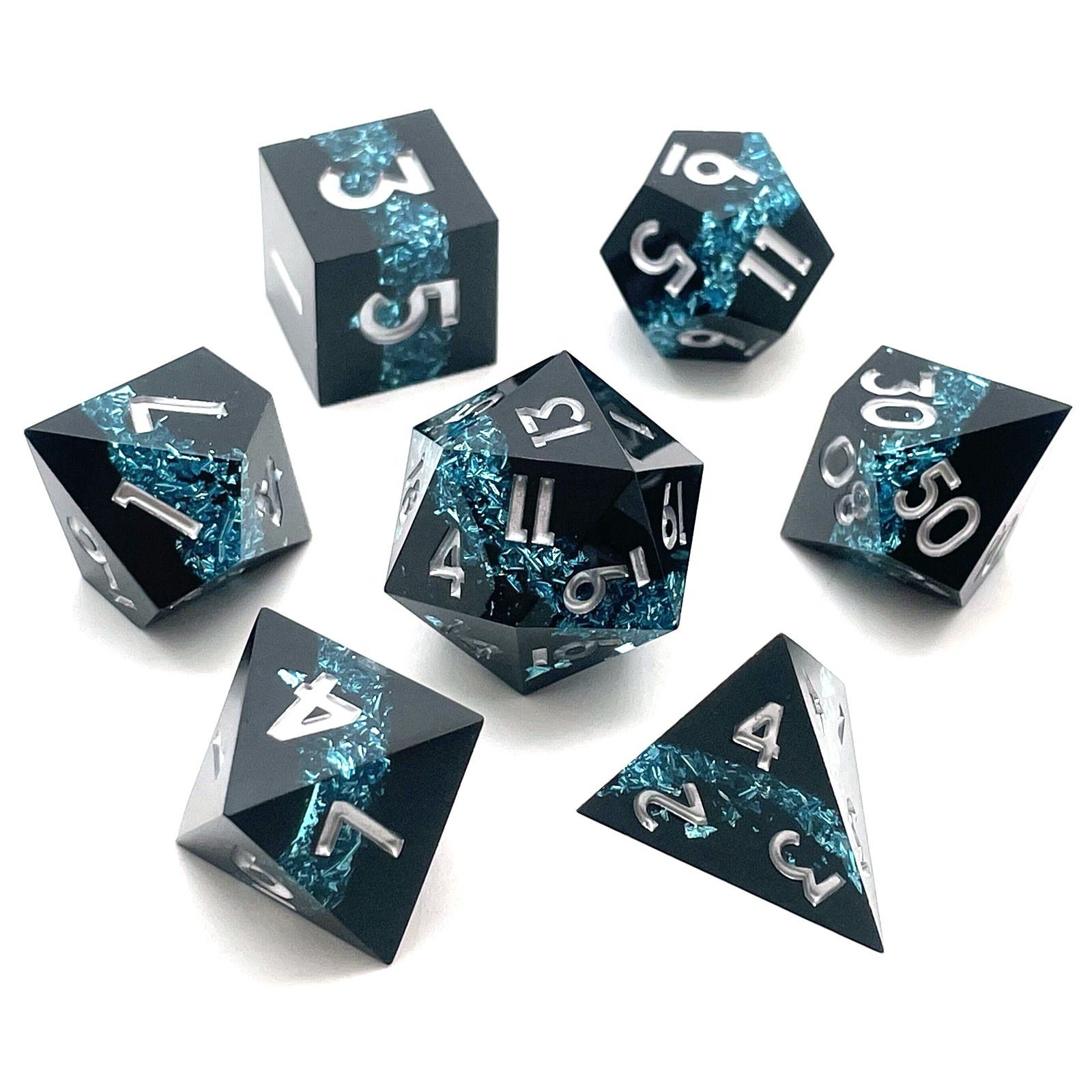 7 pieces/set of double-sided resin sharp edge dice DND RPG COC running dice D20 D6 polyhedral resin dice
