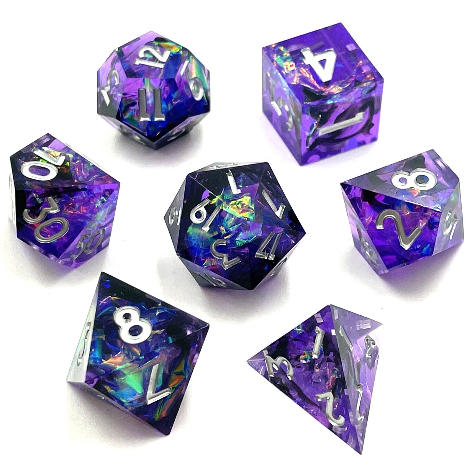 7 pieces/set of double-sided resin sharp edge dice DND RPG COC running dice D20 D6 polyhedral resin dice