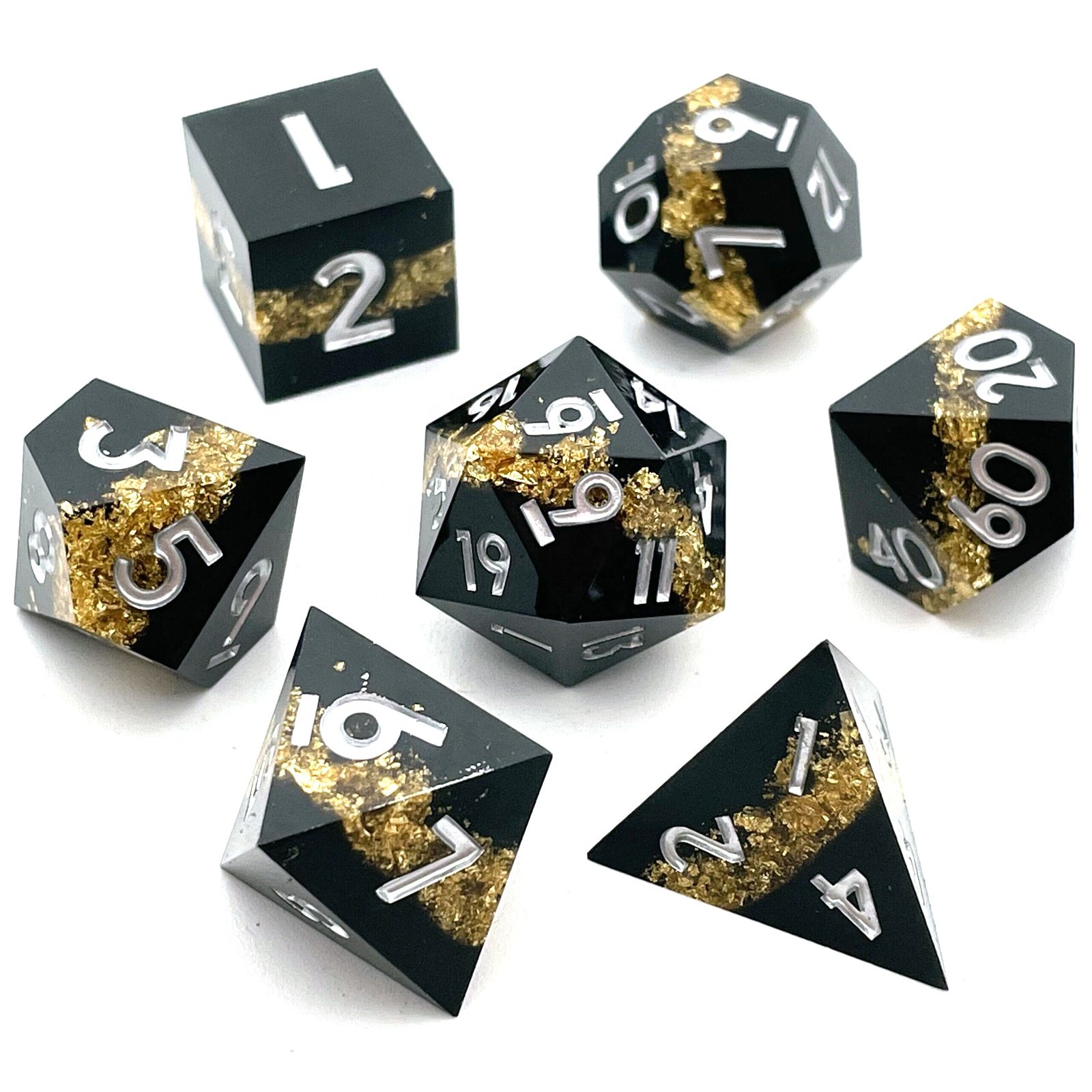 7 pieces/set of double-sided resin sharp edge dice DND RPG COC running dice D20 D6 polyhedral resin dice