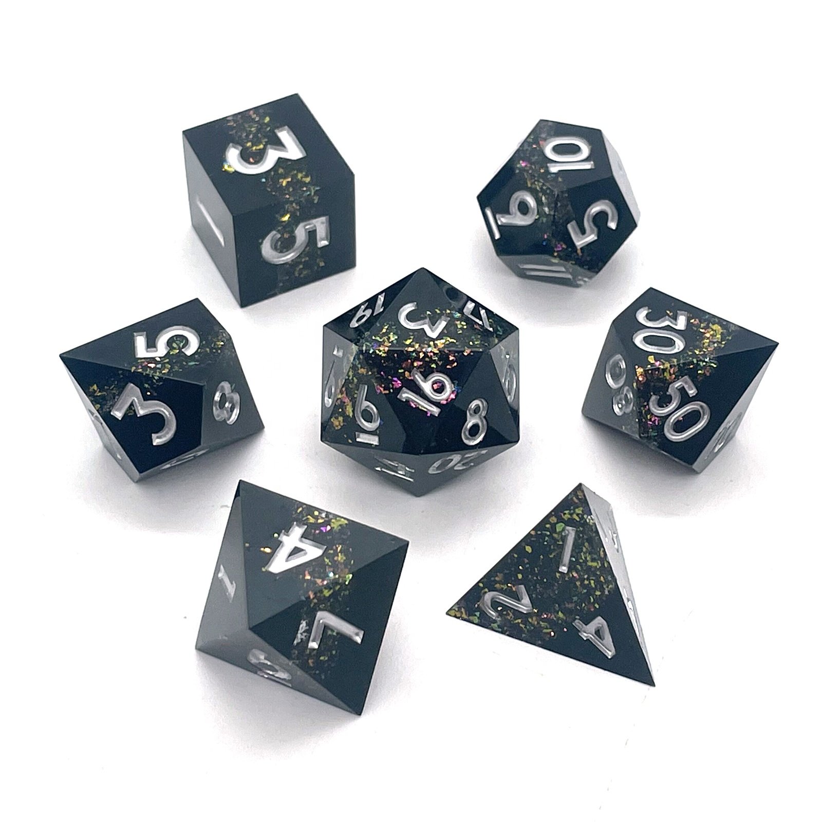 7 pieces/set of double-sided resin sharp edge dice DND RPG COC running dice D20 D6 polyhedral resin dice