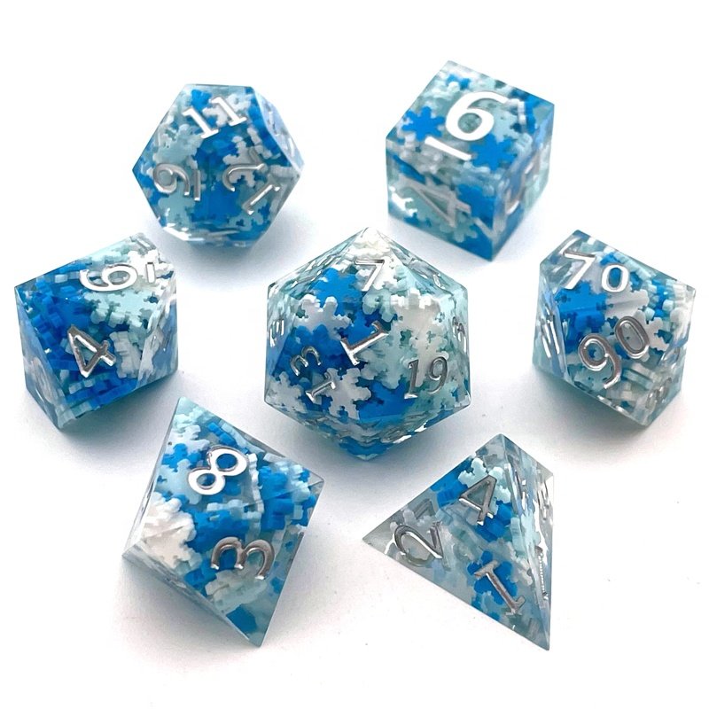 7 pieces/set of double-sided resin sharp edge dice DND RPG COC running dice D20 D6 polyhedral resin dice