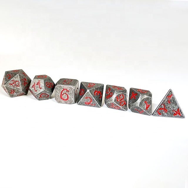Udixi Metal Polyhedral RPG Dungeons and Dragons Custom logo 20 Dragon font Dice set