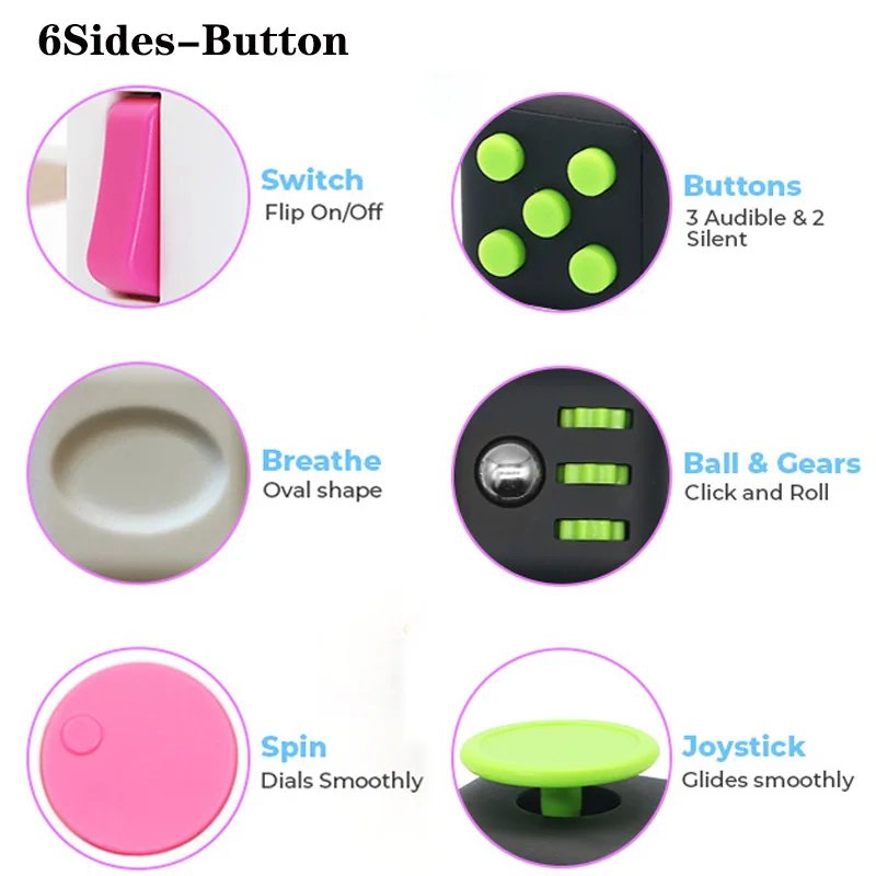 Decompression Toy Hand Pinching Venting Anti Irritability Anxiety 6sided Playable Decompression Finger Tip Dice Magic Cube