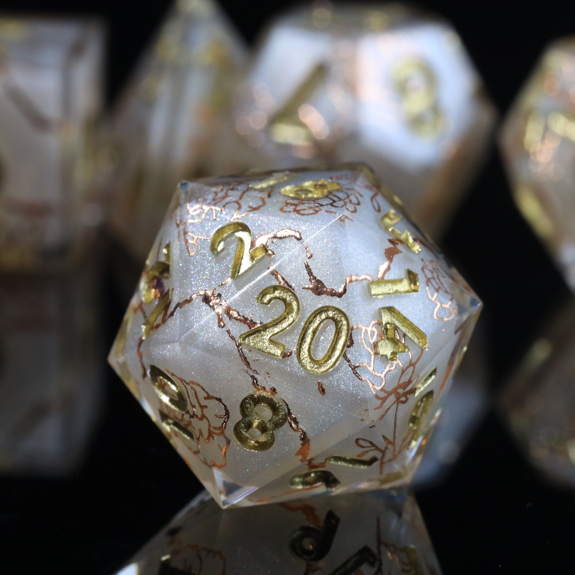 MINI PLANET Handmade Stickers DND Dice Set 7pcs Wholesale Custom Resin Dice For TRPG Board Game Polyhedral Dice Set Accessories