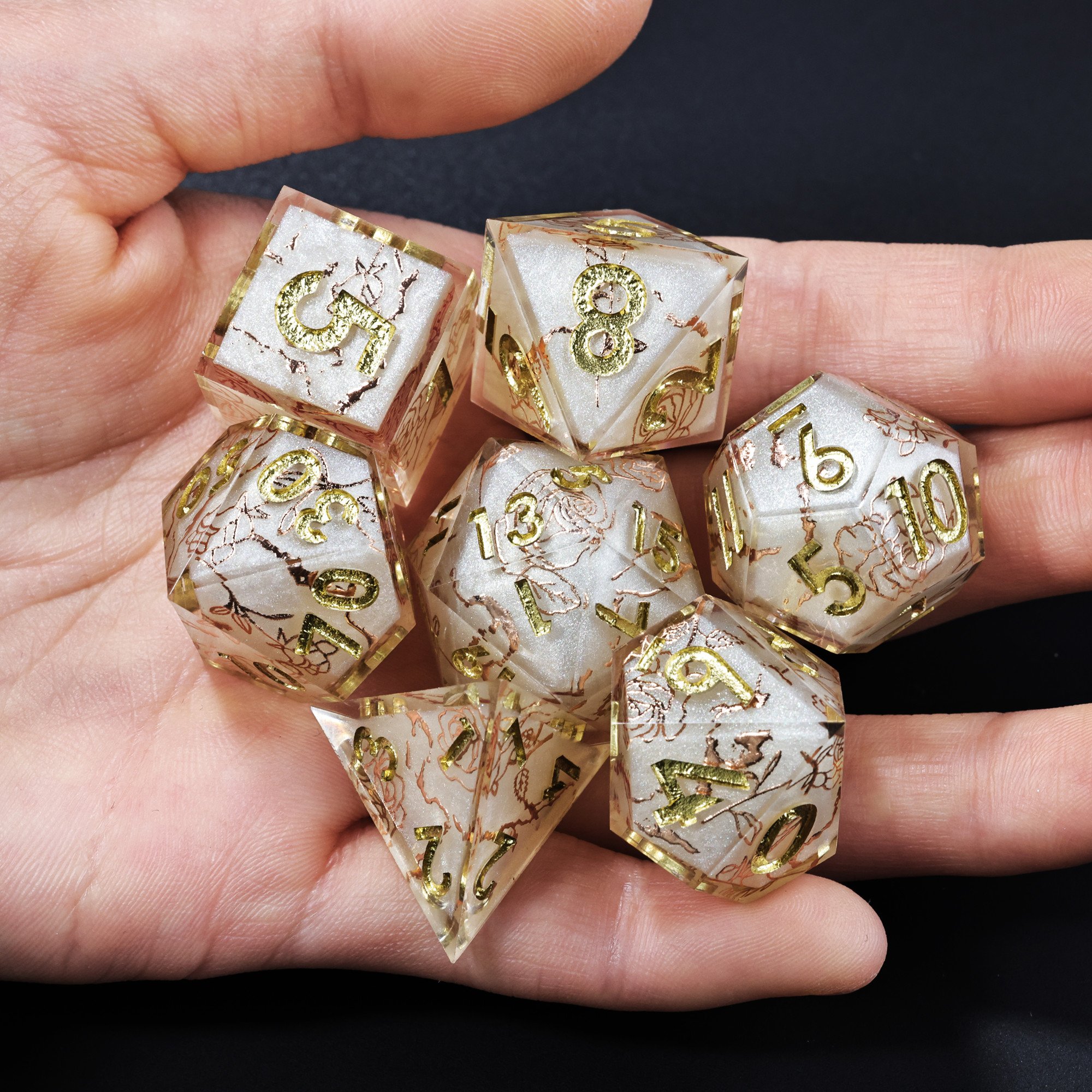 MINI PLANET Handmade Stickers DND Dice Set 7pcs Wholesale Custom Resin Dice For TRPG Board Game Polyhedral Dice Set Accessories
