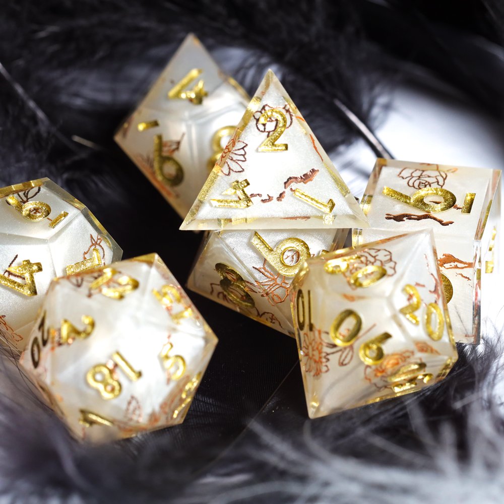 MINI PLANET Handmade Stickers DND Dice Set 7pcs Wholesale Custom Resin Dice For TRPG Board Game Polyhedral Dice Set Accessories