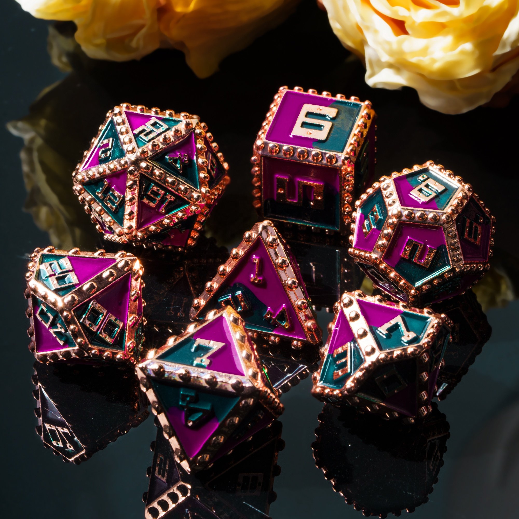 Udixi Polyhedral custom logo dungeons and dragons cube dice game set rpg colored Rivet