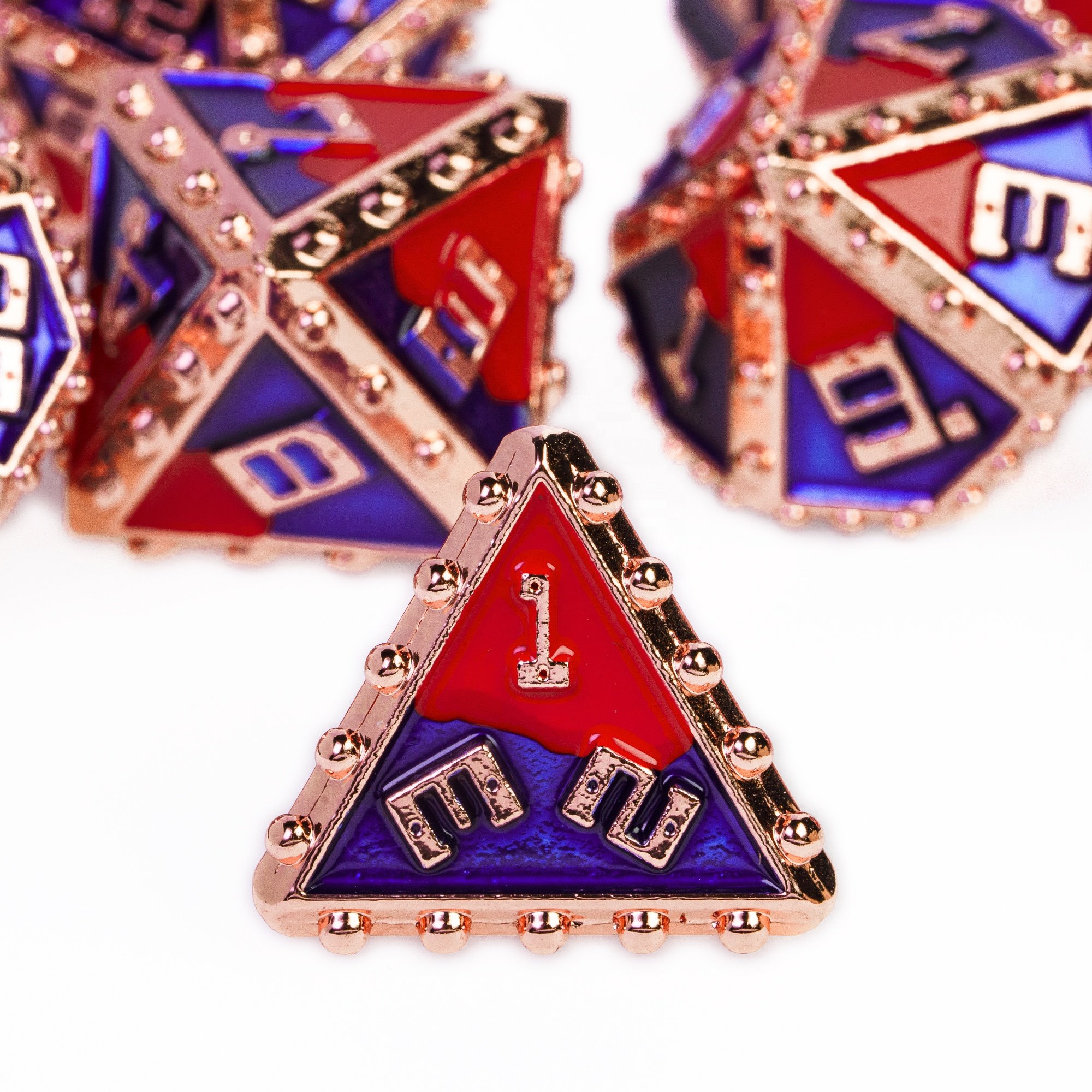 Udixi Polyhedral custom logo dungeons and dragons cube dice game set rpg colored Rivet