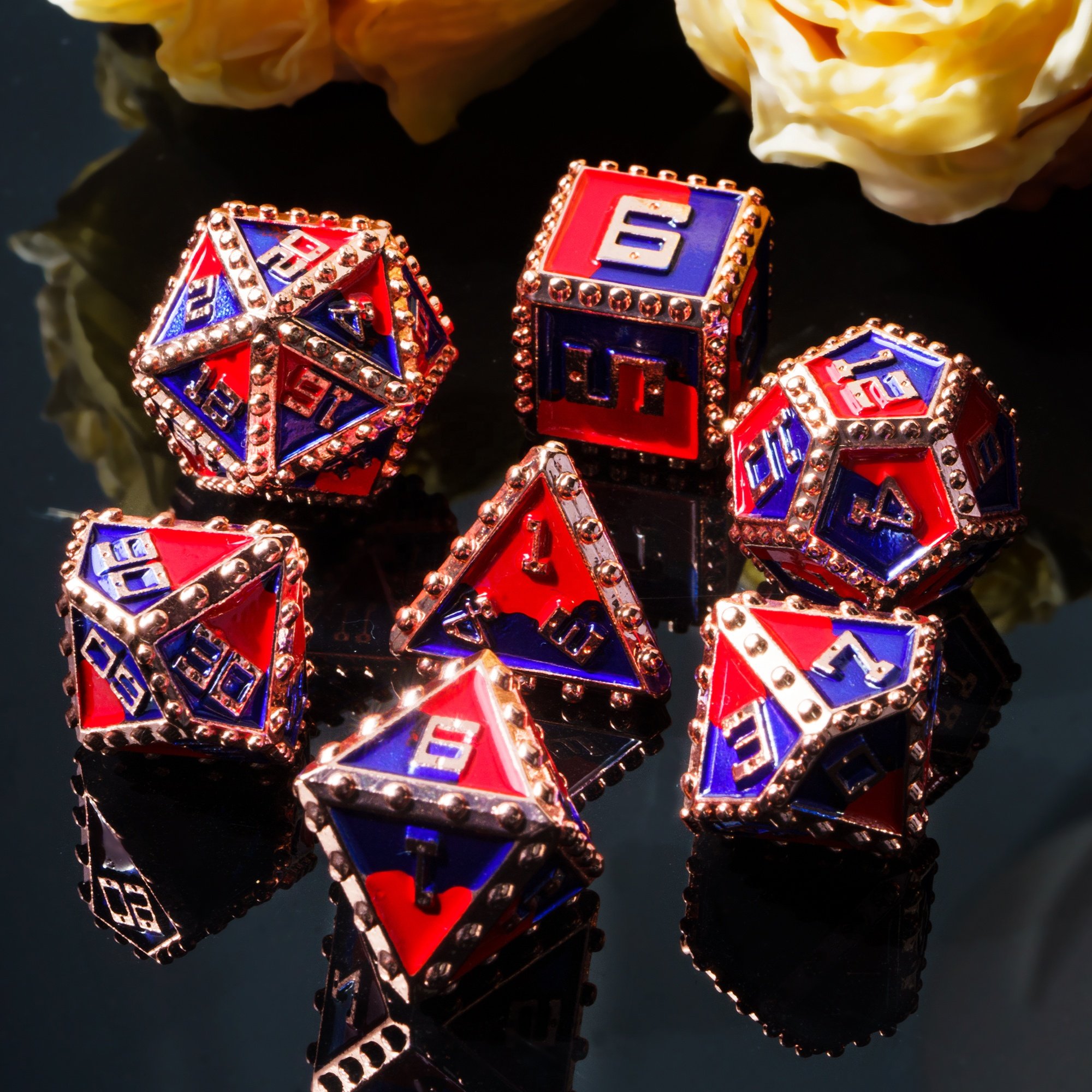 Udixi Polyhedral custom logo dungeons and dragons cube dice game set rpg colored Rivet