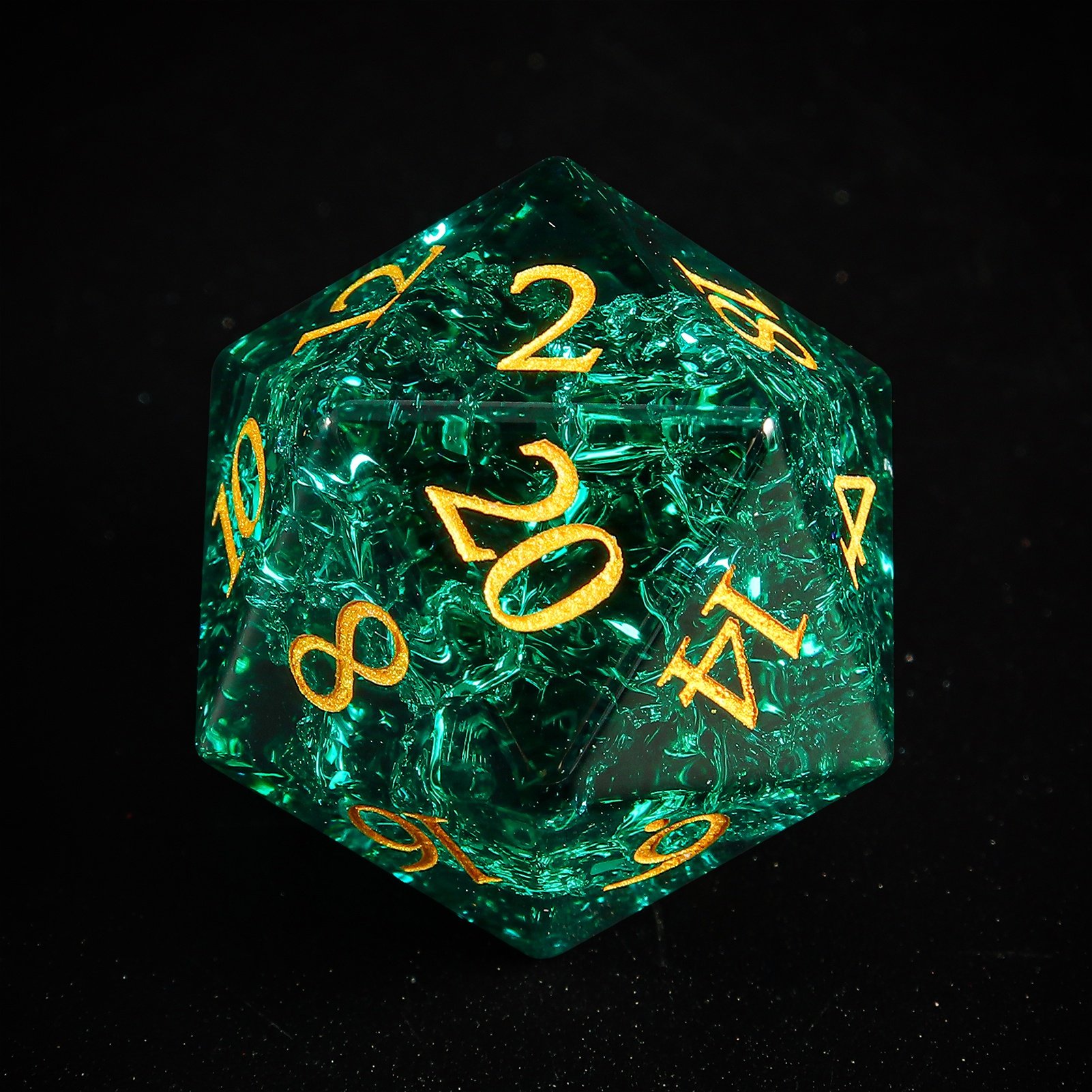 Custom High Quality Manufacturing Design Polyhedral Handmade Natural Stone D20 Rpg Dnd Board Game Sharps Edge Resin Dice Set