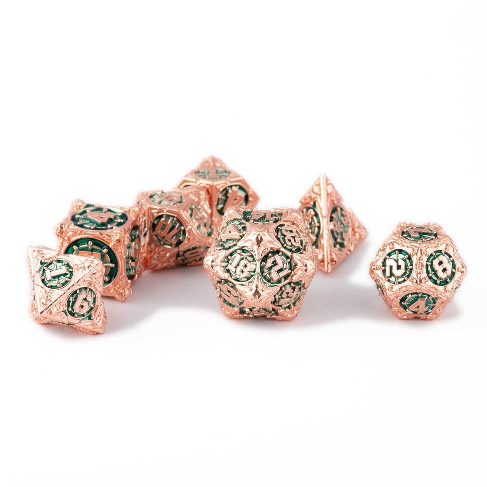 Dragon and Dungeon RPG Game 7-Piece Polyhedral Metal DND Dice Set Solid Metal Dice Manufacturer Wholesale