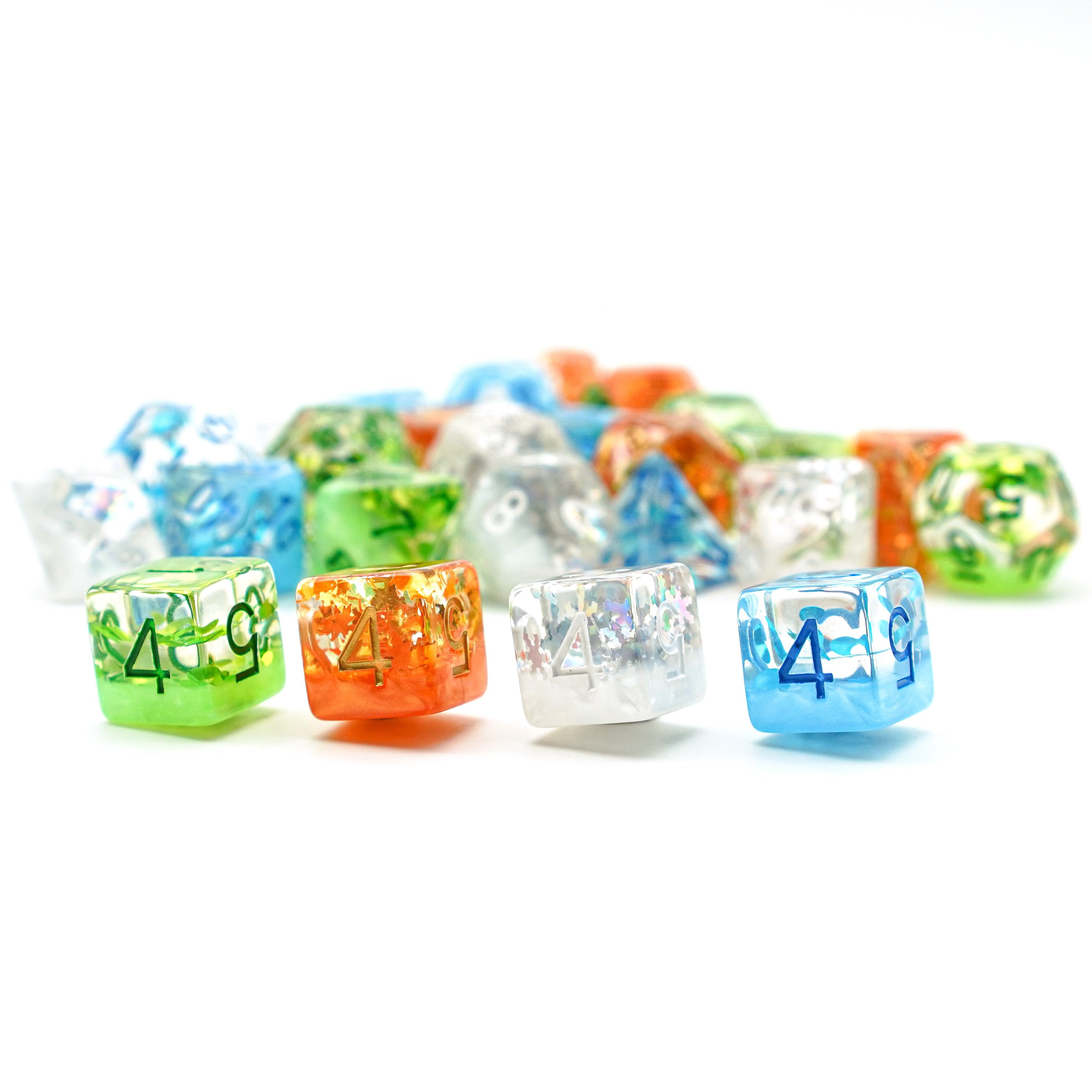 Udixi Polyhedral Plastic Dungeons and Dragons RPG Resin Game Dice Set Four season