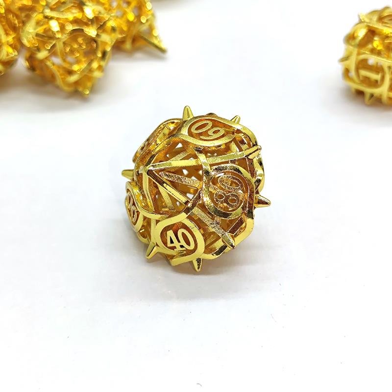 Golden Thorn flora DND Metal dice Set polyhedral Large RPG case thorn flower dice d&d Starter Set Tray Tower Role Playing dice