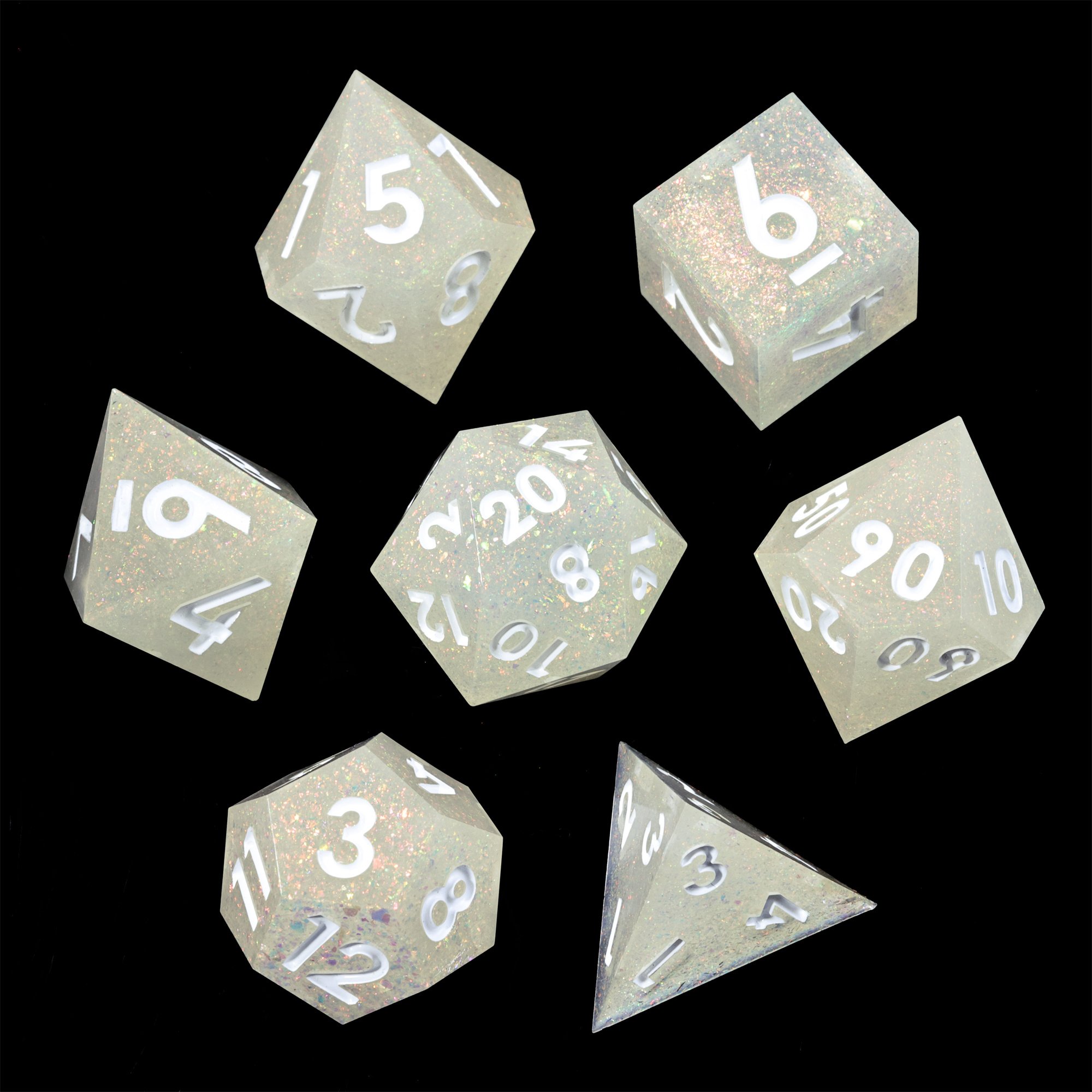 MINI PLANET DND Dice Set Handmade Beige Polyhedral Resin Dice with Sharp Edges For TRPG Games Custom DND Dice Set and D6 D20
