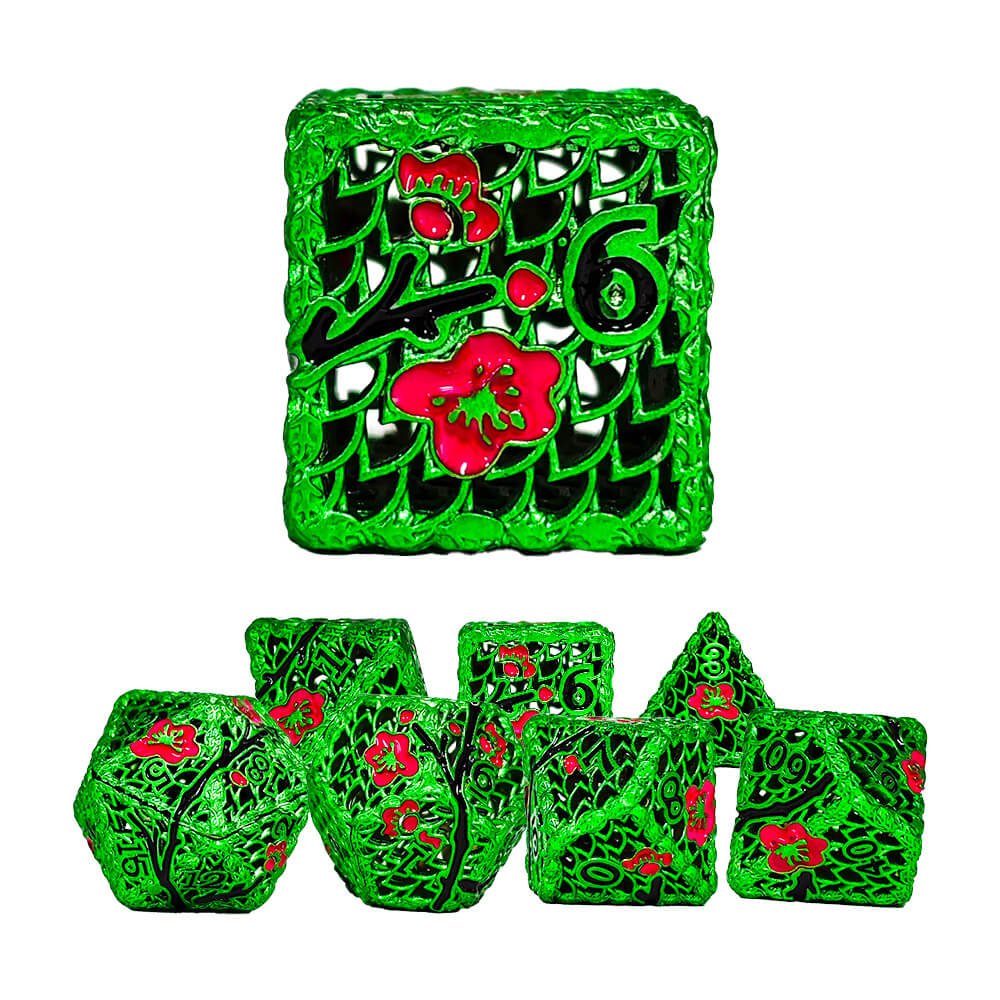 New Style Wintersweet Hollow Metal Dnd Dice Rpg Board Or Card Games High Quality Dice Set for RPG Games