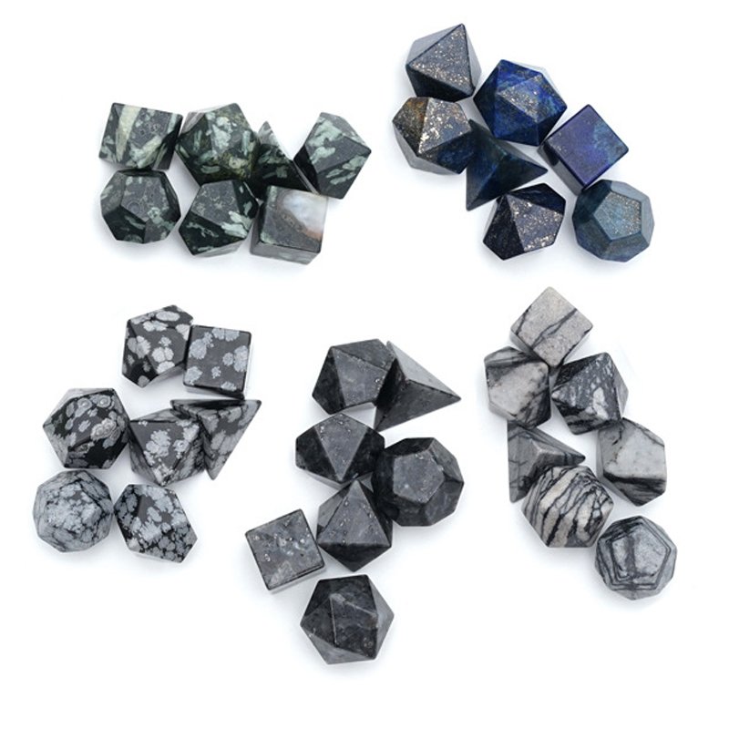 High Quality Lapis Lazuli Gemstone Dice Dungeons and Dragons RPG D&D Custom DND Polyhedral Natural Stone Dice Set