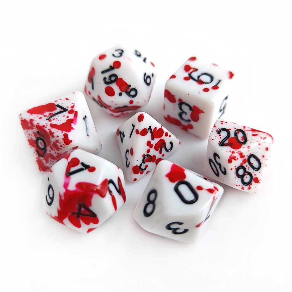 HS Dice Halloween Funny Dungeons and Dragons Splatter Blood Spot Polyhedral Acrylic RPG