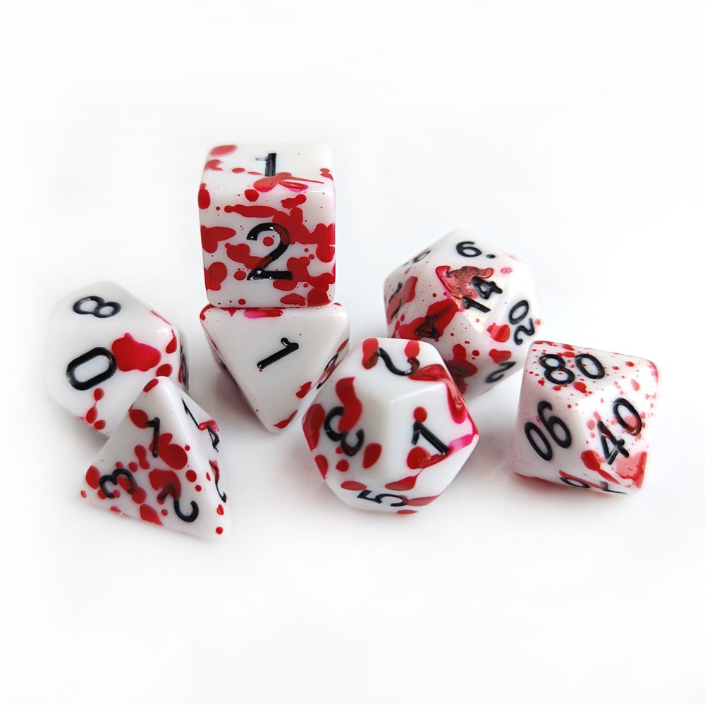 HS Dice Halloween Funny Dungeons and Dragons Splatter Blood Spot Polyhedral Acrylic RPG