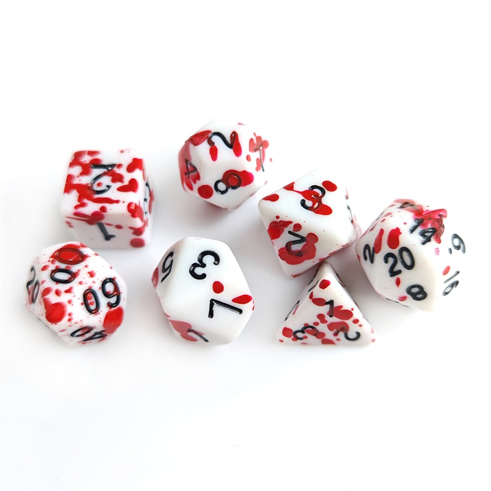 HS Dice Halloween Funny Dungeons and Dragons Splatter Blood Spot Polyhedral Acrylic RPG