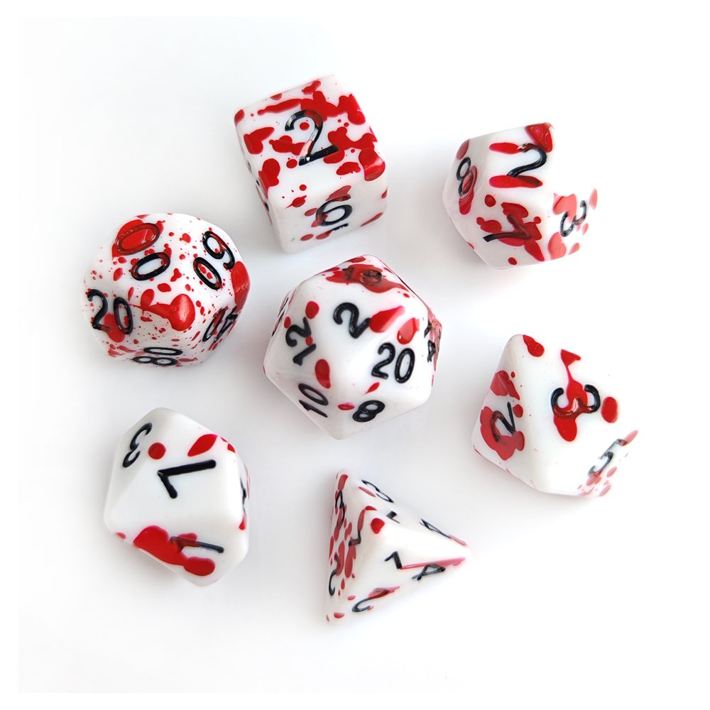 HS Dice Halloween Funny Dungeons and Dragons Splatter Blood Spot Polyhedral Acrylic RPG