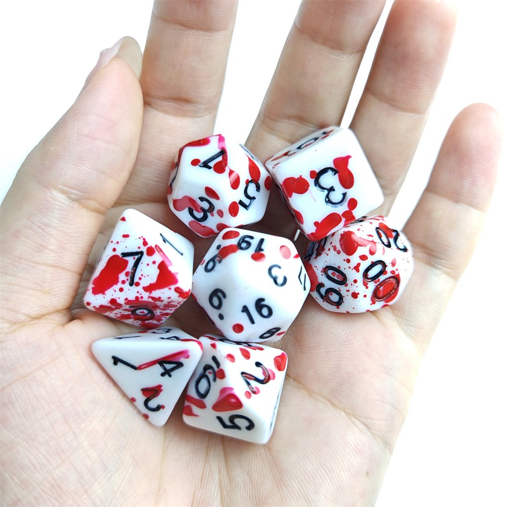 HS Dice Halloween Funny Dungeons and Dragons Splatter Blood Spot Polyhedral Acrylic RPG