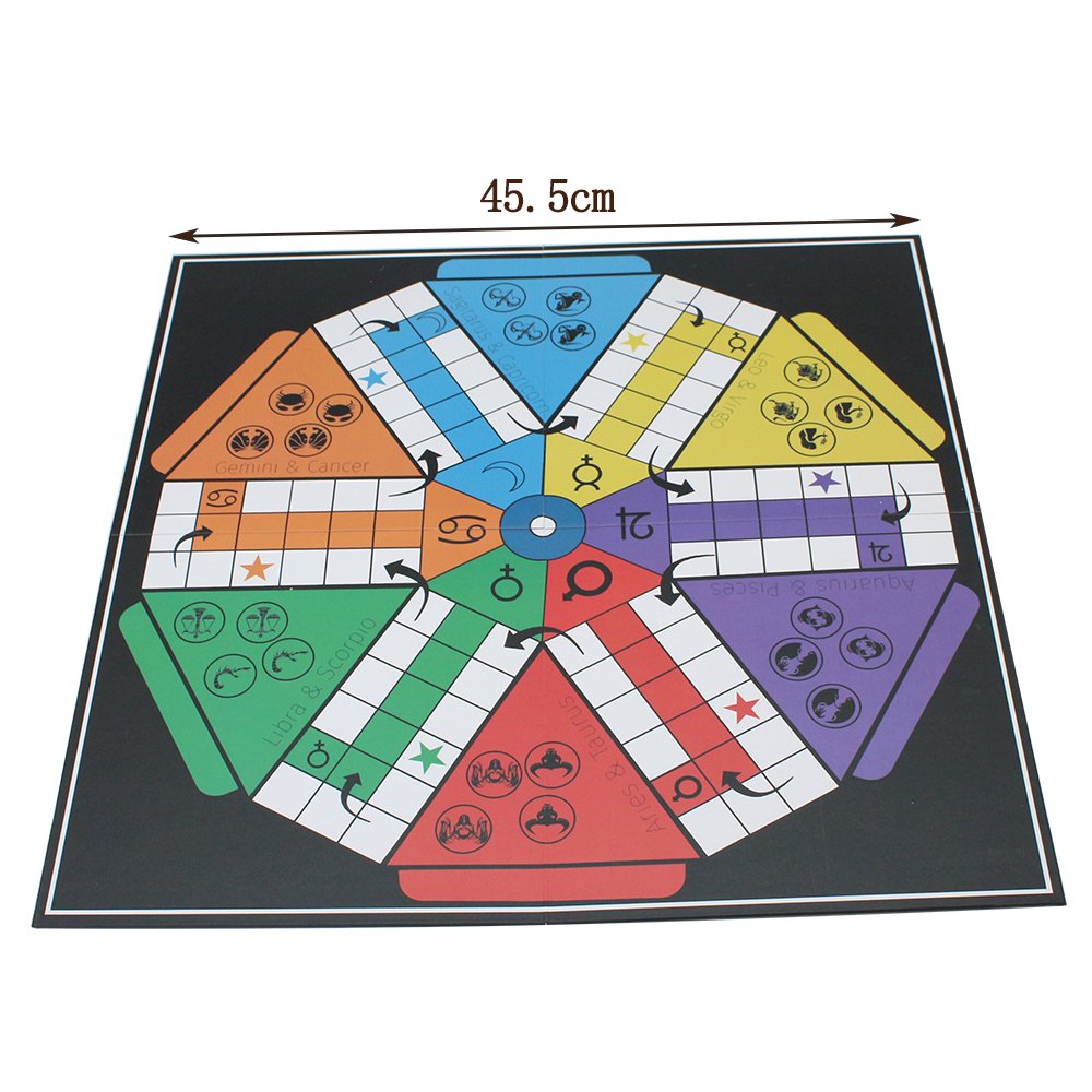 6 player Ludo+Snakes & Ladders Wooden Board Game 2-Pack-Two Game Set in One Bundle Children's Family Pachisi Learning Dice Games