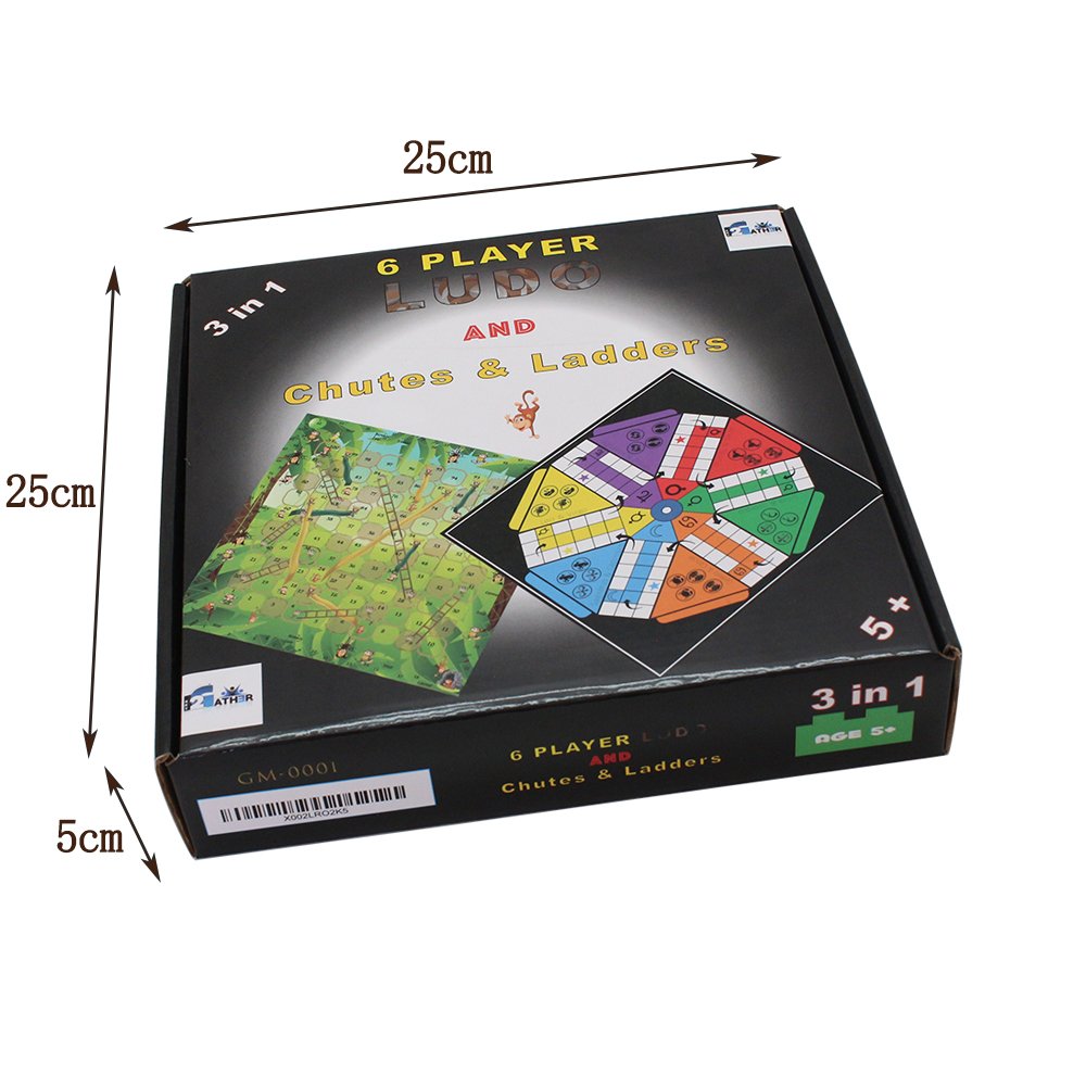 6 player Ludo+Snakes & Ladders Wooden Board Game 2-Pack-Two Game Set in One Bundle Children's Family Pachisi Learning Dice Games