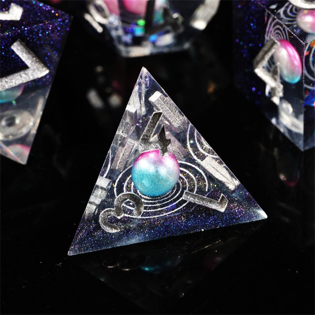 Mini Planet Handmade Resin Polyhedral Dice Set Dragon and Dungeon DND Board Game RPG Sharp Edge Feature