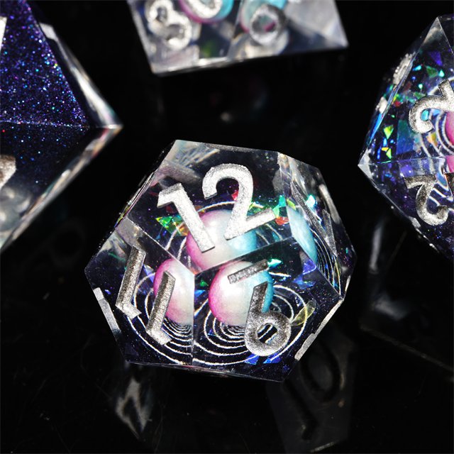 Mini Planet Handmade Resin Polyhedral Dice Set Dragon and Dungeon DND Board Game RPG Sharp Edge Feature