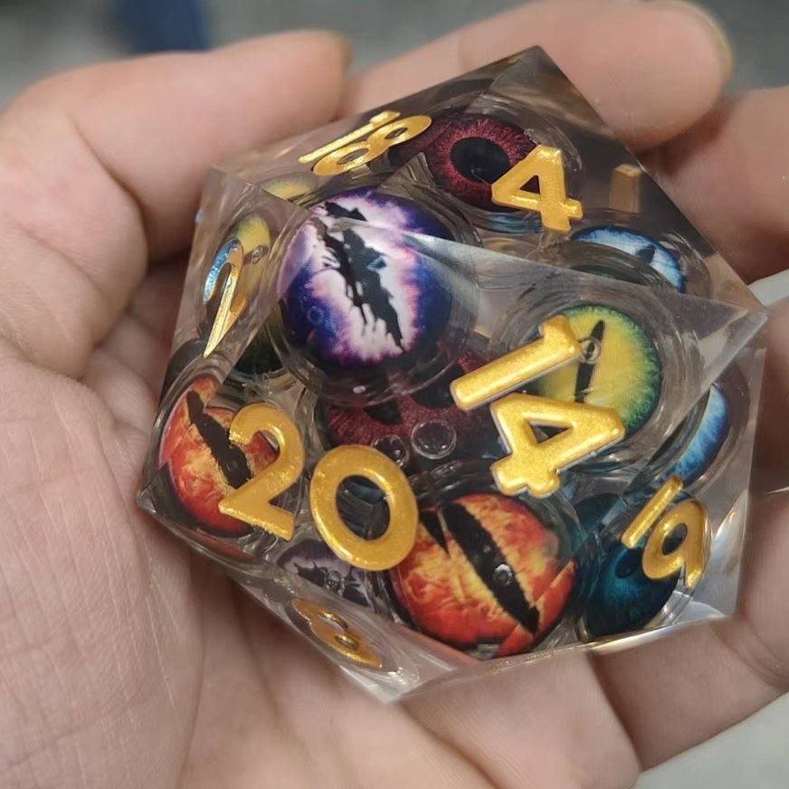 Lightning Eye DND Dice Dragon Sharp Edge Handmade Dice Set for Dungeons and Dragons D20 Giant Dice