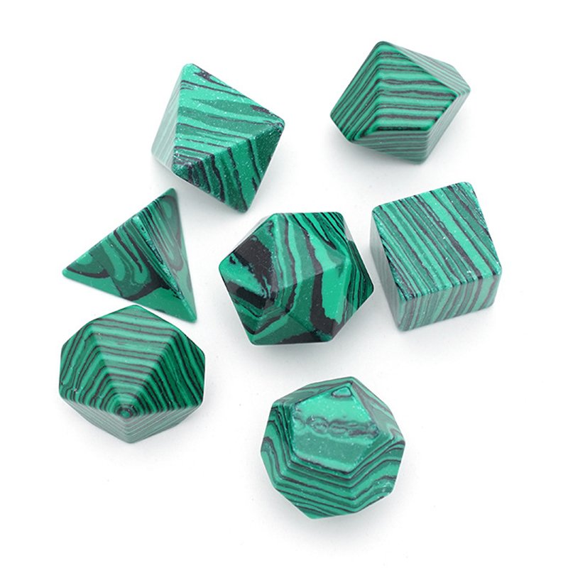 Custom Artificial Striped Green Turquoise Dice Set for Dungeons and Dragons RPG Board Game Polyhedral DND Gemstone Dice