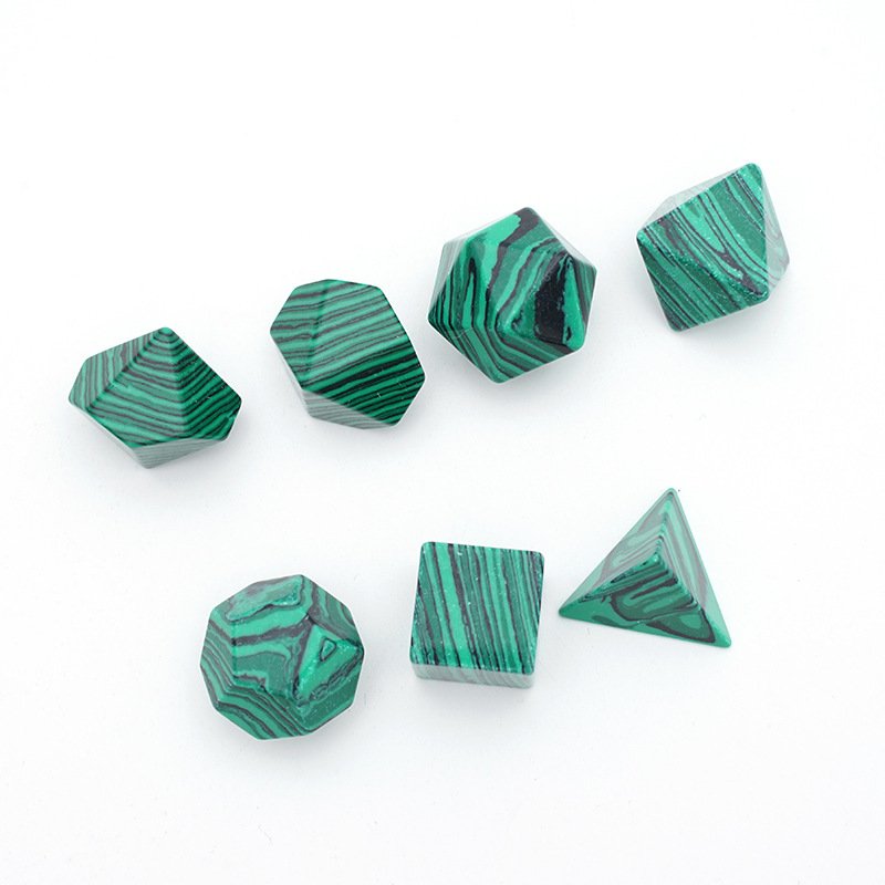 Custom Artificial Striped Green Turquoise Dice Set for Dungeons and Dragons RPG Board Game Polyhedral DND Gemstone Dice