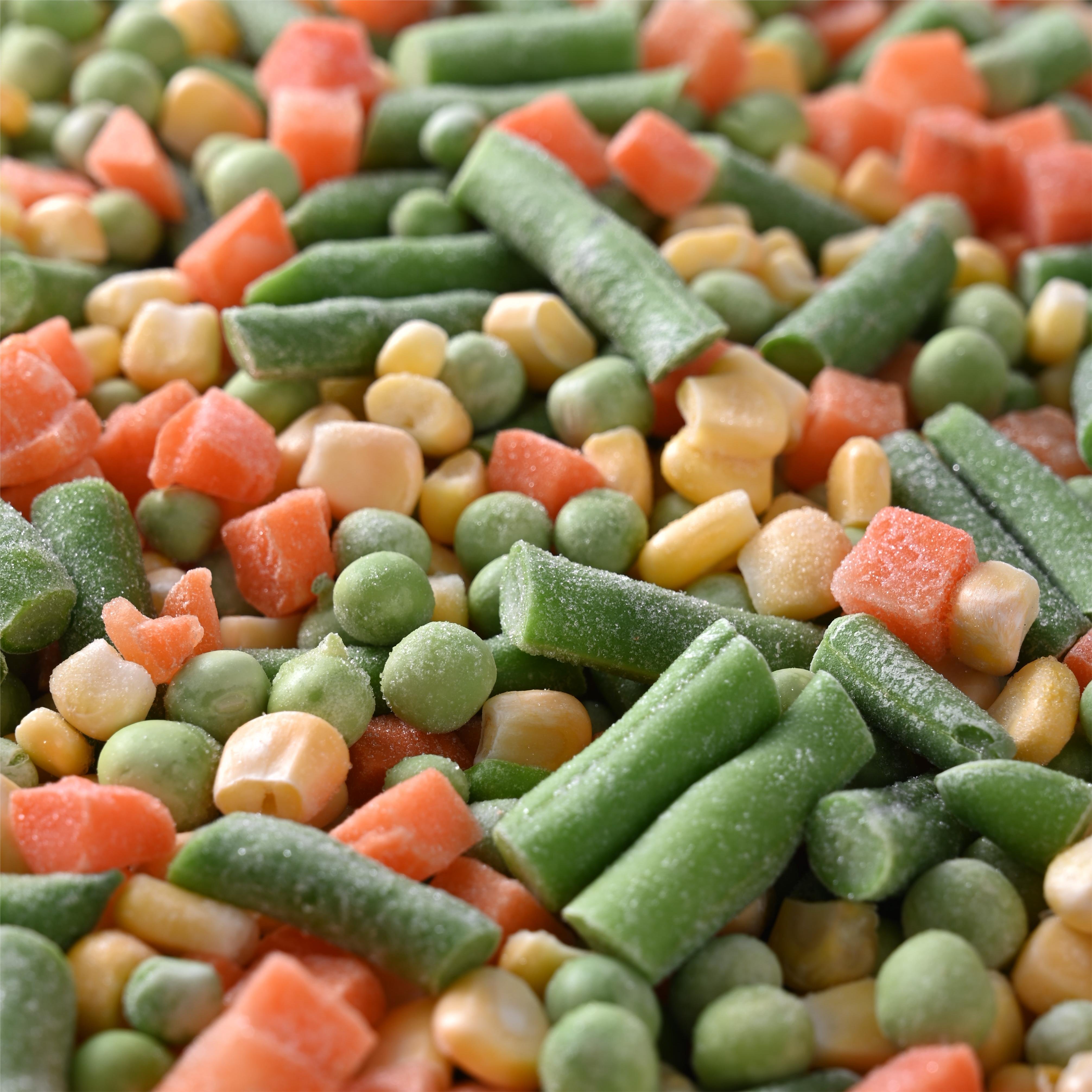 IQF frozen mixed vegetables mixed cowpea carrot dices corn kernels green soya bean