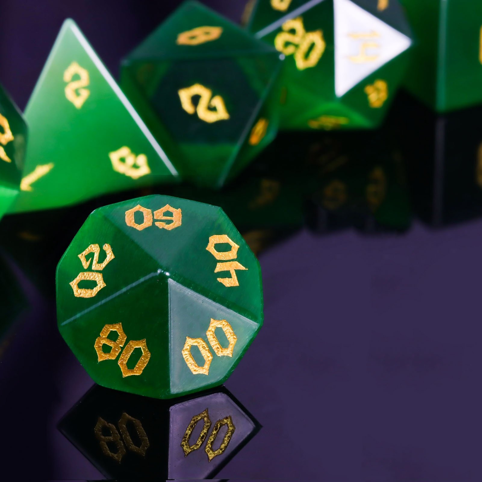 factory wholesale high quality hot-selling Green Cat Eye Dice Set for dungeons and dragons RPG