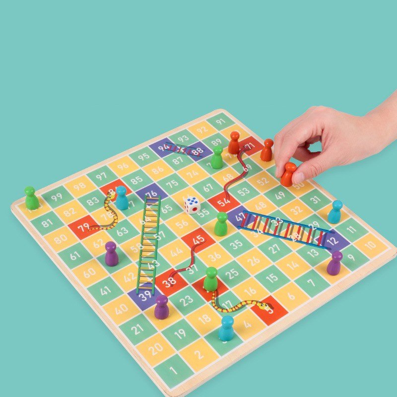 two sides boards children family pachisi learning dice set wooden snakes and ladders ludo board game travel board fun games