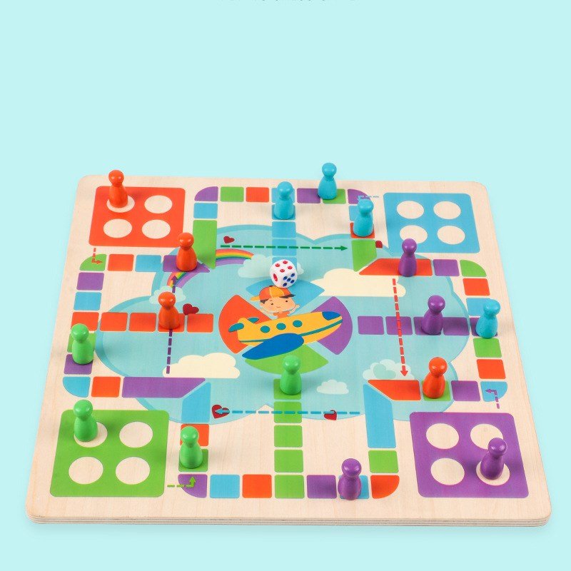 two sides boards children family pachisi learning dice set wooden snakes and ladders ludo board game travel board fun games