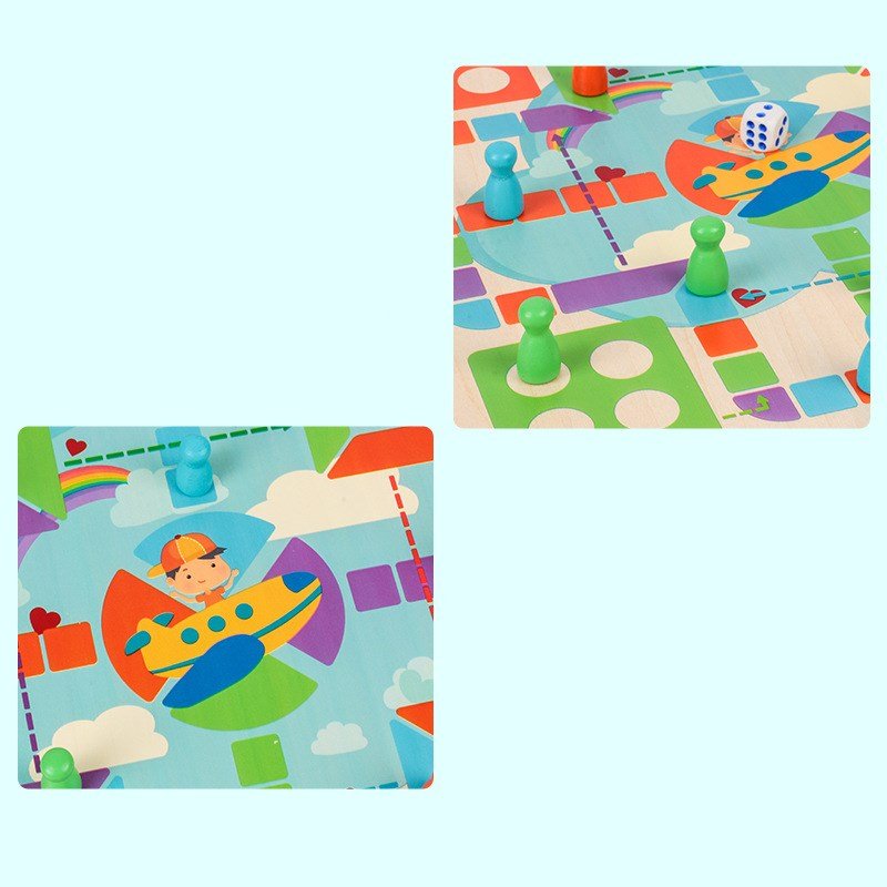 two sides boards children family pachisi learning dice set wooden snakes and ladders ludo board game travel board fun games