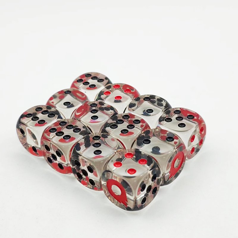 personalized custom printed engrave logo transparent dice factory wholesale polyhedral d6 16mm adult poker games dice set