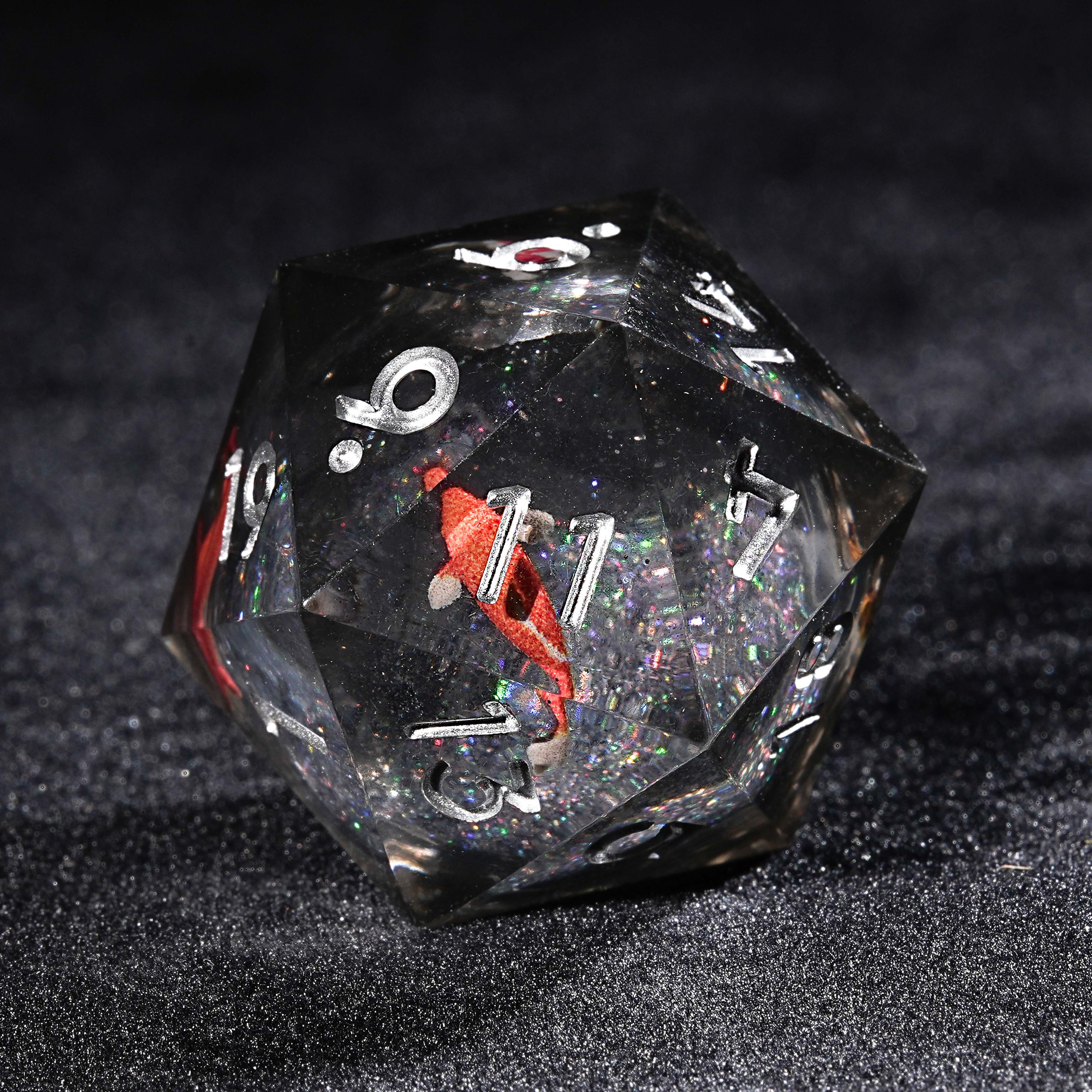 7Pcs Liquid Goldfish Dice Black Resin Polyhedral Dice For DND Role Games Playing Collection Set
