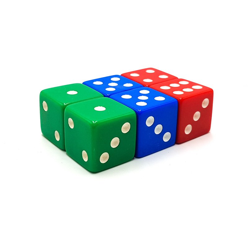 Factory directly supply 12mm black acrylic dice square d6 sided with straight corner and white dot for casino game