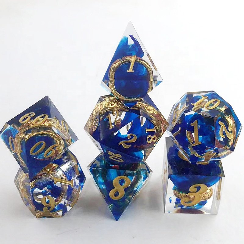 Premium Lord of Rings DND RPG Dice Transparent Sharp Edge Resin Dice Set for DND Gamer